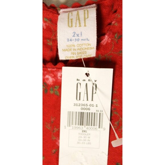 VTG 1998 Baby Gap Dress 2xl 30-33 LBS Red Ric Rac Floral 100% Cotton 2 Pocket - Picture 7 of 8
